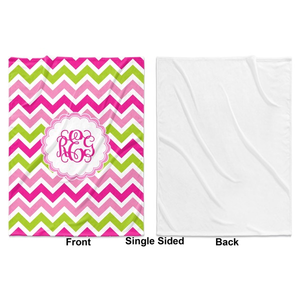 Pink & Green Chevron Baby Blanket (Single Side - Printed Front, White Back)