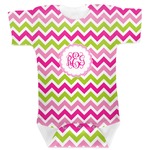 Pink & Green Chevron Baby Bodysuit 12-18 (Personalized)