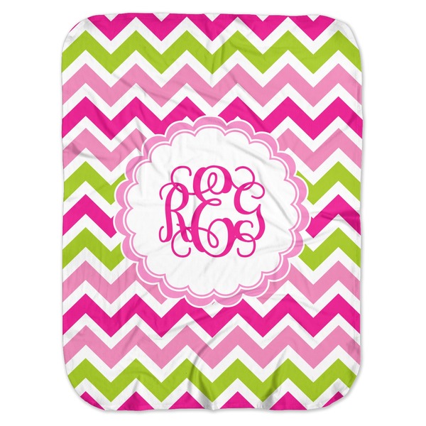 Custom Pink & Green Chevron Baby Swaddling Blanket (Personalized)
