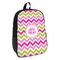 Pink & Green Chevron Backpack - angled view