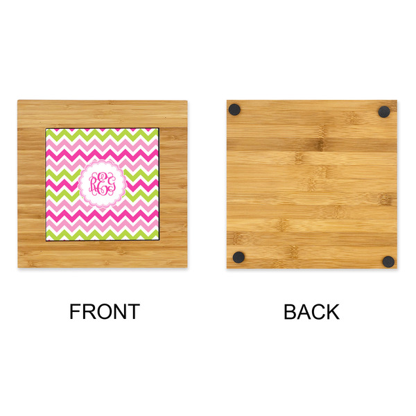 Pink & Green Chevron Bamboo Trivet with 6" Tile - APPROVAL