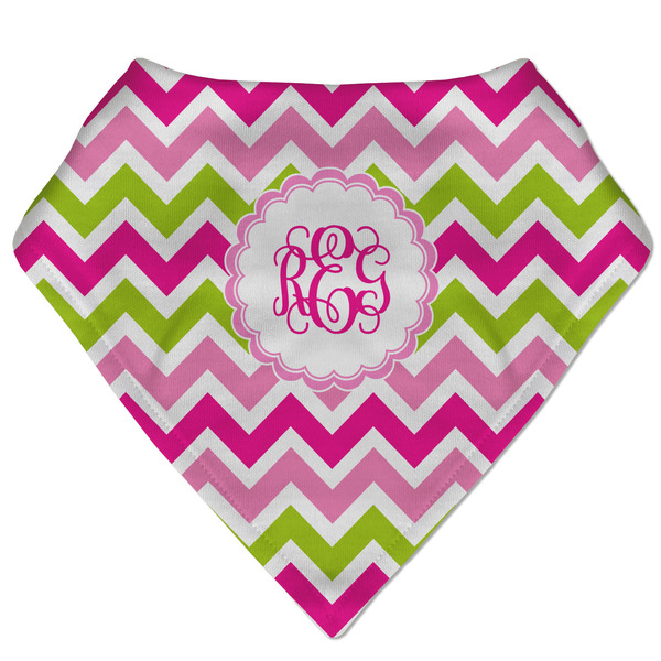 Custom Pink & Green Chevron Bandana Bib (Personalized)