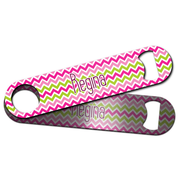 Pink & Green Chevron Bar Bottle Opener - Main