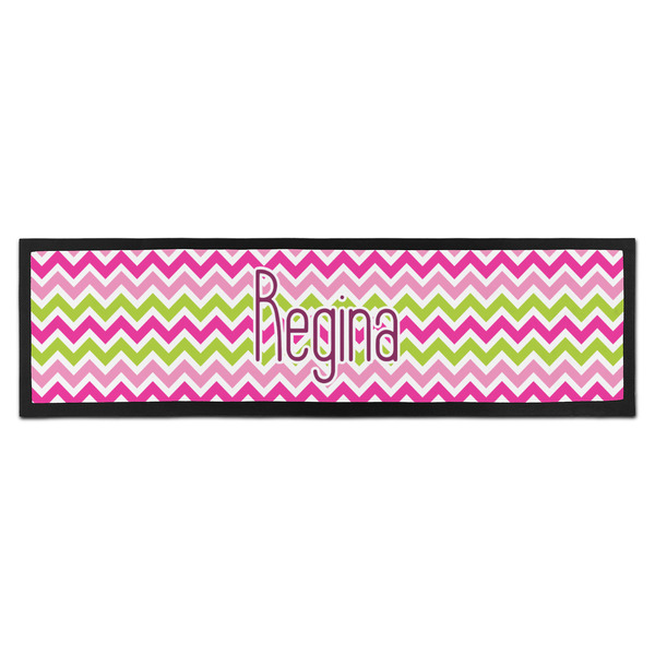 Custom Pink & Green Chevron Bar Mat - Large (Personalized)