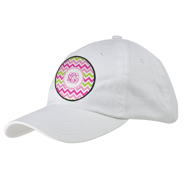 Custom Pink & Green Chevron Baseball Cap - White (Personalized)