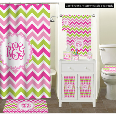 Pink & Green Chevron Memory Foam Bath Mat (Personalized) - YouCustomizeIt