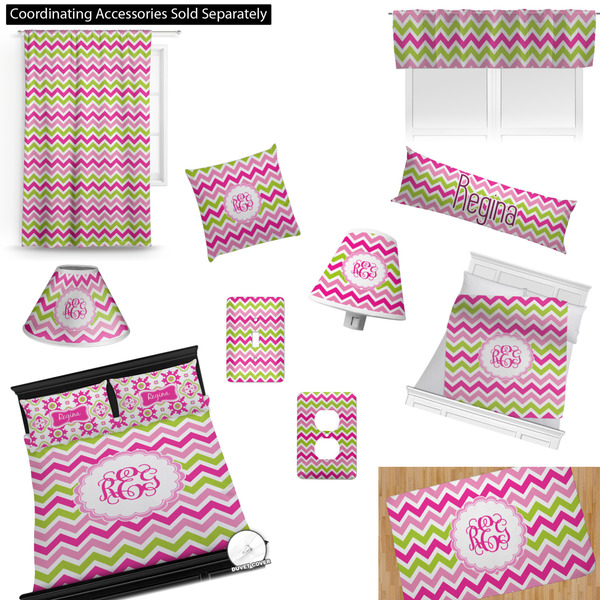 Pink & Green Chevron Bedroom Decor & Accessories2