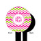 Pink & Green Chevron Black Plastic 6" Food Pick - Round - Single Sided - Front & Back