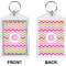 Pink & Green Chevron Bling Keychain (Front + Back)