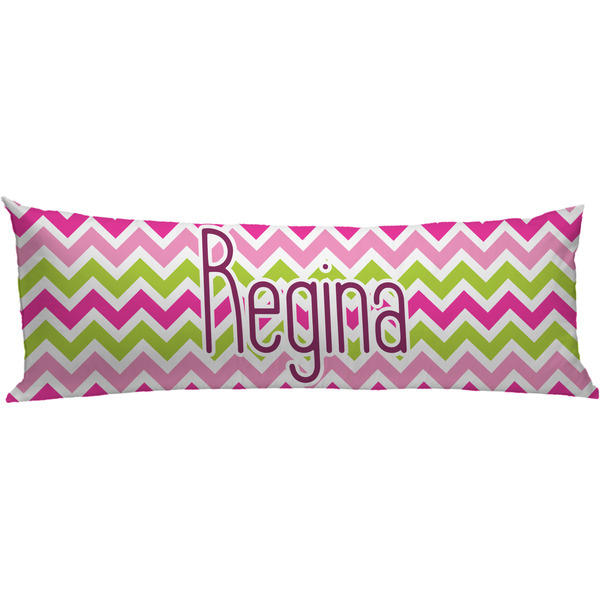 Custom Pink & Green Chevron Body Pillow Case (Personalized)