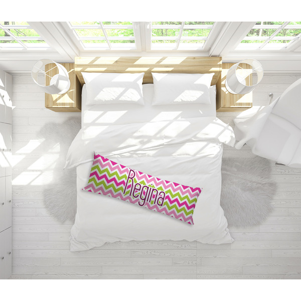 Pink & Green Chevron Body Pillow - LIFESTYLE
