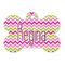 Pink & Green Chevron Bone Shaped Dog ID Tag (Personalized)