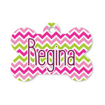 Pink & Green Chevron Bone Shaped Dog ID Tag - Small (Personalized)