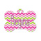 Pink & Green Chevron Bone Shaped Dog ID Tag - Small (Personalized)