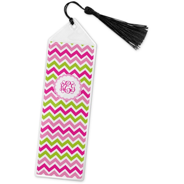 Custom Pink & Green Chevron Book Mark w/Tassel (Personalized)