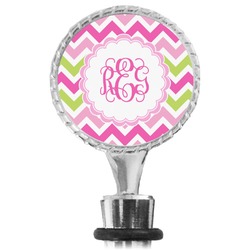 Pink & Green Chevron Wine Bottle Stopper (Personalized)