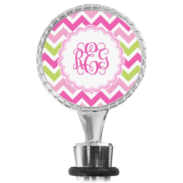 Pink & Green Chevron Bottle Stopper Main View
