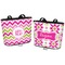 Pink & Green Chevron Bucket Totes w/ Genuine Leather Trim - Regular - Front and Back - Apvl