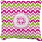 Pink & Green Chevron Faux-Linen Throw Pillow 16" (Personalized)