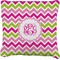 Pink & Green Chevron Faux-Linen Throw Pillow 18" (Personalized)