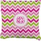 Pink & Green Chevron Faux-Linen Throw Pillow 20" (Personalized)