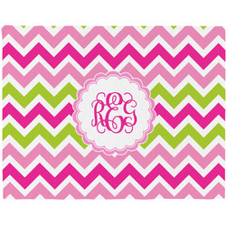 Pink & Green Chevron Woven Fabric Placemat - Twill w/ Monogram