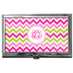Pink & Green Chevron Business Card Case