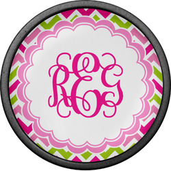 Pink & Green Chevron Cabinet Knob (Black) (Personalized)