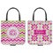 Pink & Green Chevron Canvas Tote - Front and Back