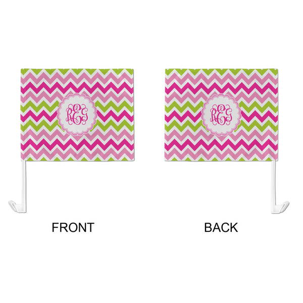Pink & Green Chevron Car Flag - Large - APPROVAL