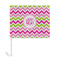 Pink & Green Chevron Car Flag - Large - FRONT