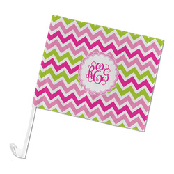 Pink & Green Chevron Car Flag - Large (Personalized)