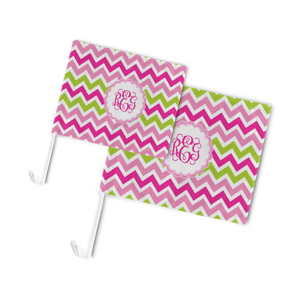 Pink & Green Chevron Car Flags - PARENT MAIN (both sizes)