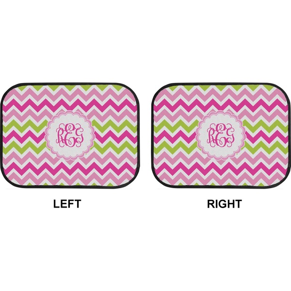 Pink & Green Chevron Car Floor Mats (Back Seat) (Approval)