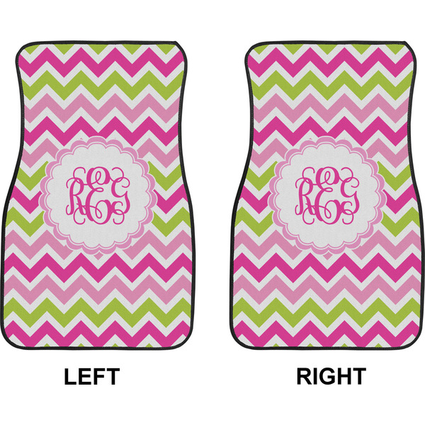 Pink & Green Chevron Car Mat Front - Approval