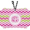 Pink & Green Chevron Rear View Mirror Ornament (Personalized)