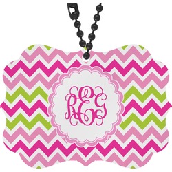 Pink & Green Chevron Rear View Mirror Decor (Personalized)