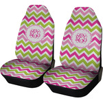 Pink & Green Chevron Car Seat Covers (Set of Two) (Personalized)