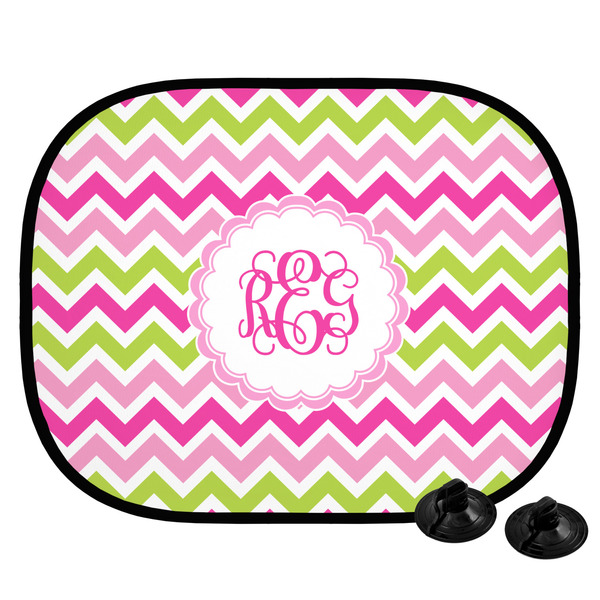 Custom Pink & Green Chevron Car Side Window Sun Shade (Personalized)