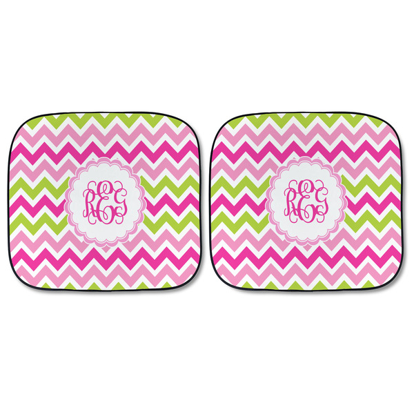 Pink & Green Chevron Car Sun Shades - FRONT