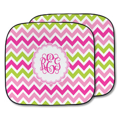 Pink & Green Chevron Car Sun Shade - Two Piece (Personalized)