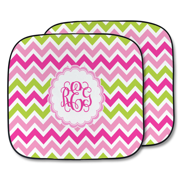 Custom Pink & Green Chevron Car Sun Shade - Two Piece (Personalized)