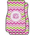 Pink & Green Chevron Car Floor Mats (Front Seat) (Personalized)