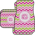 Pink & Green Chevron Car Floor Mats Set - 2 Front & 2 Back (Personalized)