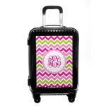 Pink & Green Chevron Carry On Hard Shell Suitcase (Personalized)