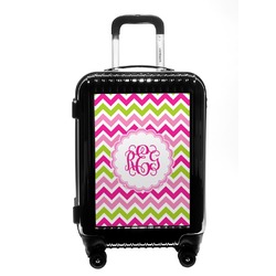Pink & Green Chevron Carry On Hard Shell Suitcase (Personalized)