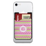 Pink & Green Chevron 2-in-1 Cell Phone Credit Card Holder & Screen Cleaner (Personalized)