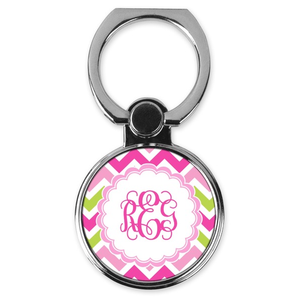 Custom Pink & Green Chevron Cell Phone Ring Stand & Holder (Personalized)