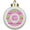 Pink & Green Chevron Ceramic Ball Ornament (Personalized)