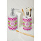 Pink & Green Chevron Ceramic Bathroom Accessories - LIFESTYLE (toothbrush holder & soap dispenser)